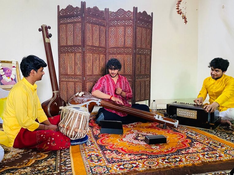 A private baithak performance with tabla and harmonium